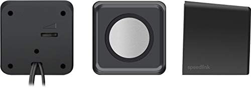 SPEEDLINK SL-810004-BK Twoxo Stereo Compact Cube designed USB Powered 5W Speakers 3.5mm jack for use with PC, tablet or smartphone Multimedia sound for music, games and video - Black