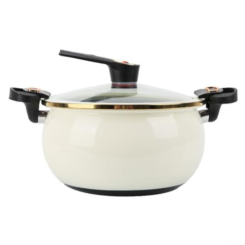 ZMdooreasy Olla a presión esmaltada de 8 L con gran volumen para sopa y cocina multiusos, incluye asas dobles (blanco plateado)