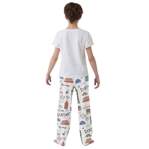 ZZXXB Welcome to London Boys Long Pants Soft Trousers Elastic Waist Kids Lounge Bottoms with Pockets S-XL3