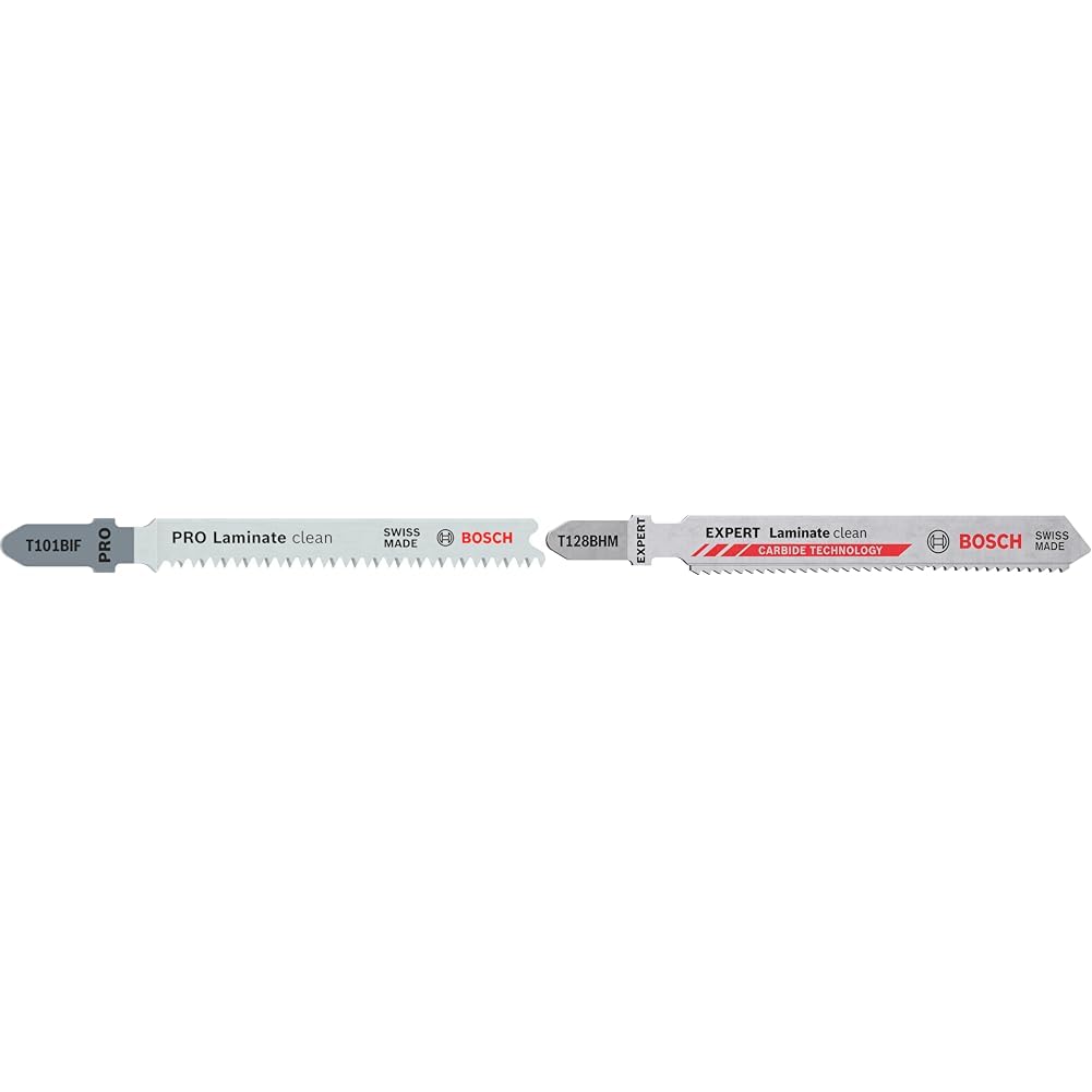 Bosch 8x hojas de sierra de calar (5x PRO Laminate clean T101BIF + 3x EXPERT Laminate Clean T128BHM) (para parquet, vinilo laminado compacto, PVC, longitud 83 y 92 mm, Accesorios profesionales)