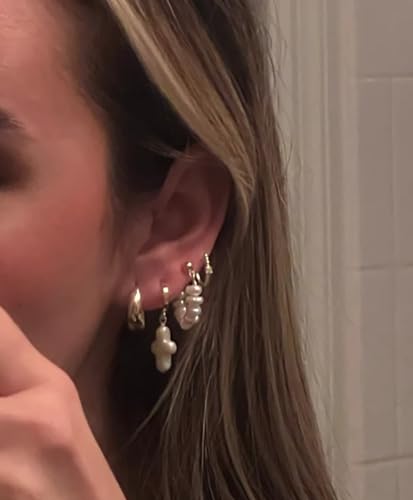 Nature Freshwater Pearl Cross Earrings Elegant Christian Pearl Jewelry, Beachy Pearl Jewelry, Cross Pearl Earrings, Baroque Pearl Earrings2