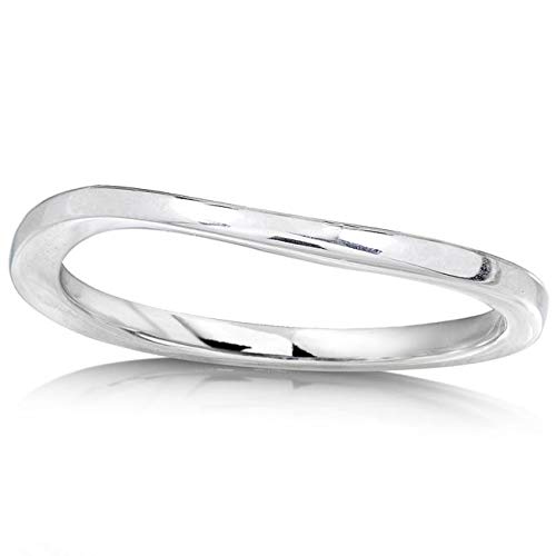 Kobelli 14k White Gold Curved Wedding Band