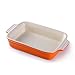 QZH Plato de vajilla de cerámica Creativa 2 Piezas Horno de cerámica Occidental Sartén Rectangular para Hornear Bandeja para Hornear binaural de Color Caramelo para la Fiesta de Navidad Sum