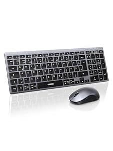 UGREEN Bluetooth Tastatur Maus Set kabellos (Bluetooth+2.4G), Wiederaufladbare Scherentastatur mit Maus 4000 DPI, Ultraslim Tastatur und Funkmaus für Windows/macOS/Linux/Android... Layout