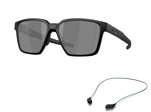 Oakley OO9430 Sunglasses Bundle: OO 9430 ACTUATOR SQ 943001 Matte Black/Prizm Black Policarbonate Standard and Large Blue leash Accessory kit2