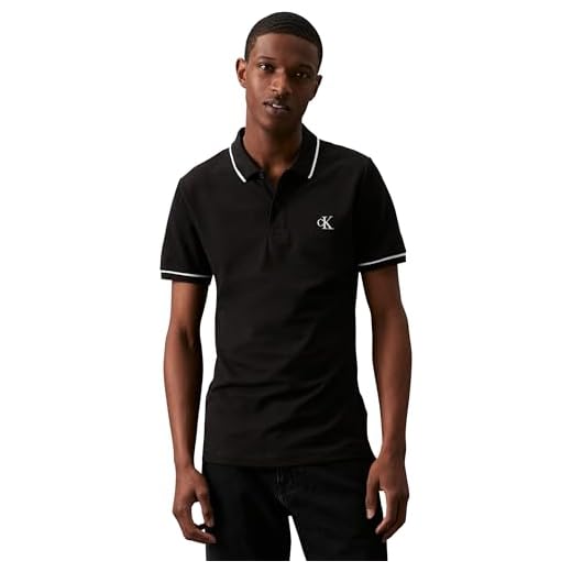 Calvin Klein Tipping Slim Polo Camisa, CK Black, M para Hombre