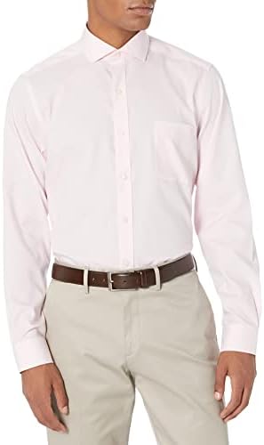 Buttoned Down Men's Tailored Fit Solid Non-Iron Dress Shirt Pocket Cutaway Collar, Light Pink, 15.5" Neck 31" Sleeve