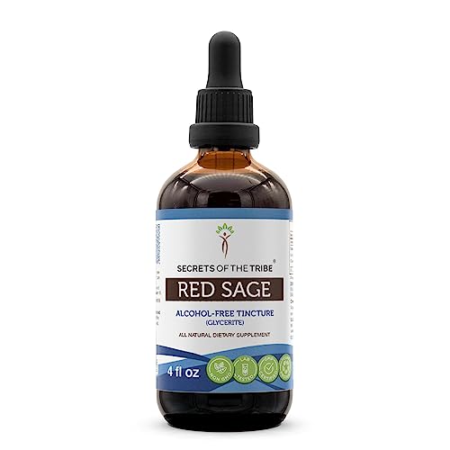 Secrets of the Tribe Red Sage Tincture Alcohol-Free Extract, Red Sage (Salvia Miltiorrhiza) Dried Root Tincture Supplement 4 OZ