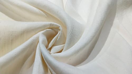 Tissu Dupion en soie lavé sable ivoire 111,8 cm pour robe de mariée et rideaux