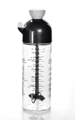 Bouteille Graduée pour Vinaigrette avec Mélangeur Intégré, 350 ml, Noir