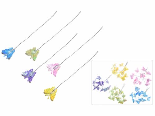 Generico Papillons sur Pique irisés colorés sur Tige modelable, idéaux pour Fermer Les Paquets, Lot de 120 pièces, Papillon : cm 2,5 x 2,5 H, décoration pour la Maison
