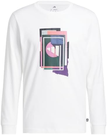 adidas Men's Beyond Graphic Long Sleeve T-Shirt, White, X-Large — view 3