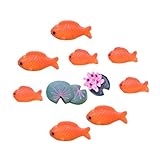 LIOOBO ミニチュア 魚の飾り樹脂製の鯉オーナメント 鯉 蓮の葉 蓮の花デコレーツ 入り 大鯉匹