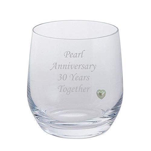 2 Pearl Anniversary 30 anni Insieme Coppia di bicchieri da brandy Dartington con perla gemma cuore