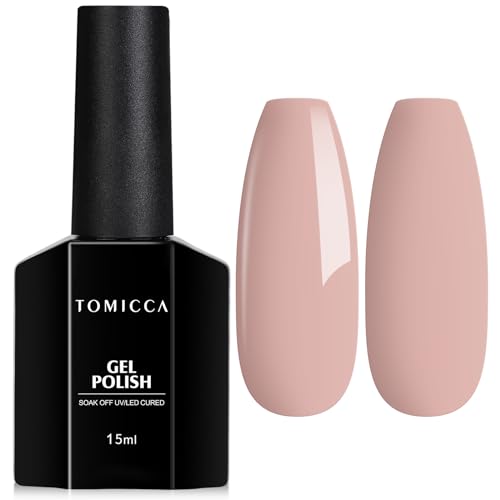 TOMICCA Gel Nail Polish - 15ml Nude Gel, Peach Pink, Light Pink - UV LED Nail Lamp for Nail Art & Manicure