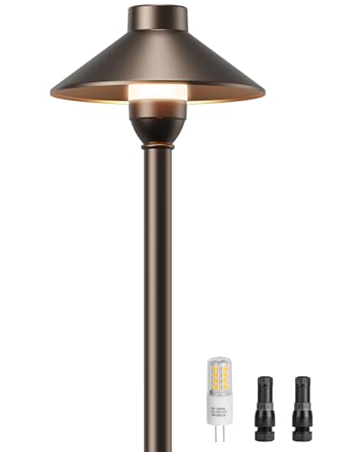 PARTPHONER Low Voltage Landscape Lighting 1-Pack, Aluminum 12V Pathway Light with G4 Bulb, Waterproof Oil Rubbed Bronze Color Wired Path Light with Connectors for Walkway Yard Garden