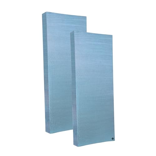 Image of Acoustic Rockwool Sound Absorption Panels 20 inch x 40 inch x 3 inch (Set of 2) | NRC 0.9 Noise Reduction Wall Panels | Rock Wool for Soundproofing Studio, Home & Office (Arctic Blue)