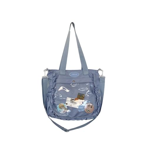 Large capacity women's casual crossbody bag with pin display transparent window suitable for anime exhibitions