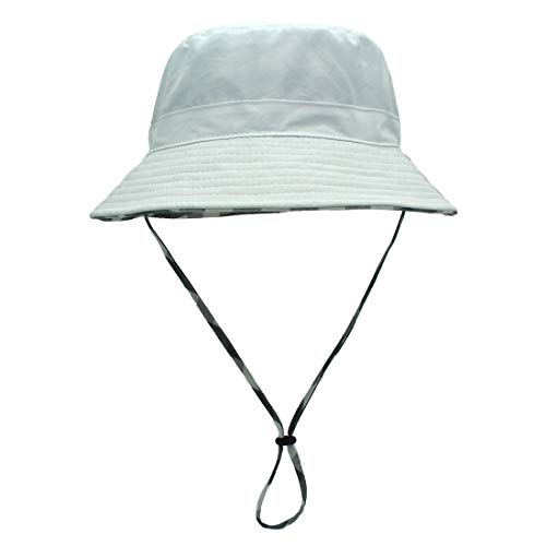Llmoway Women Cotton Boonie Sun Hats Foldable Bucket Hat With Chin Strap Reversible Beach Hat White #TOP1