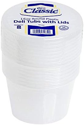 Deli Tubs with Lids, pack of 8, 16 oz Round Plastic