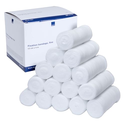 ABENA Mullbinden 12cm x 4m – 20 Stück, Fein, Elastische Binde aus Verbandsmaterial, luftdurchlässige und hautfreundliche Bandage – ideal zur Fixierung bei Wundpflege, Sport & Alltag