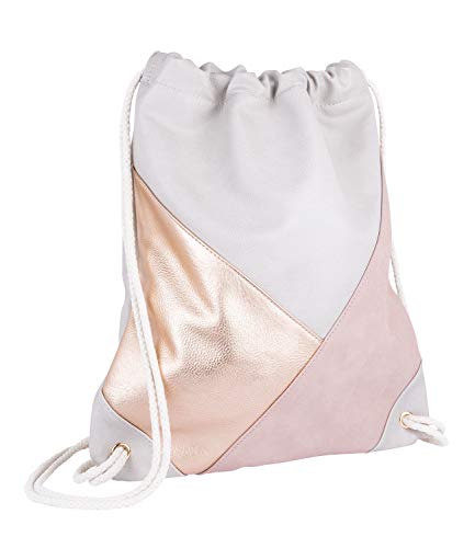 SIX 726 764: Mochila de Deporte de Piel Vegana  con cordón de Color Beige