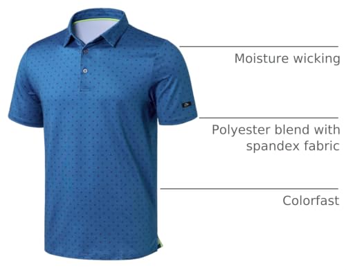 Image of Obla Mens Golf Polo Shirts Short Sleeve Dry Fit Performance Moisture Wicking Casual Print Collared Golf Shirts for Men
