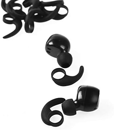 FEESHOW Earbud Earhooks, 5 Pairs Silicone Headphones Earphones Sport Grips Earbuds Fins Wings Adapters Eartips Anti-Drop Ear Hook Black Medium