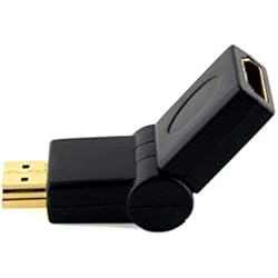 Cablesson Adaptador HDMI Giratorio Macho a Hembra, rotación de 180 Grados, ángulo de 90 Grados, Giro Inteligente, HDMI Macho a HDMI Hembra M/F, convertidor de Alta Velocidad de 1080p, Chapado en Oro