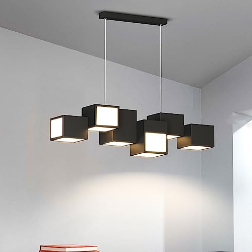 Plafonnier LED cuisine et salle à manger carré noir variable