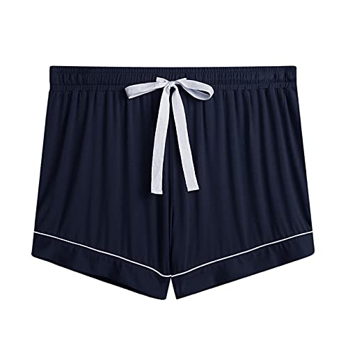 Joyaria Womens Rayon Short Sleeve Button Up Pajama/Pj Set Sleepwear Lounge Wear(Navy,Large) #TOP2