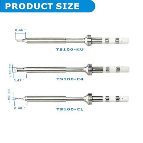 Image of 3PCS TS100 Soldering Tips Kit, Compatible with TS100|TS101| /PinecilV2|pine64 Soldering Iron-Includes TS-KU,TS-C1,TS-C4 Fast Heating
