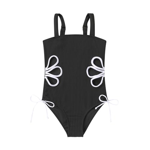 Image of Girls Swimsuit One Piece Bathing Suit Adjustable Straps Solid Color Cut Out Butterfly Girls' Swimwear for 7-14Y