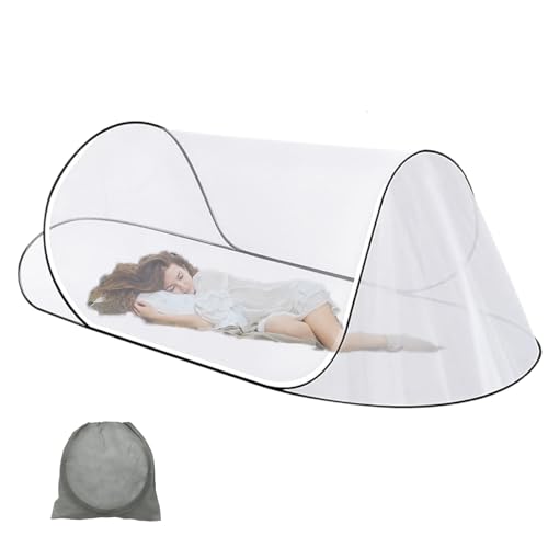 200 x 80 x 56cm Zanzariera Pieghevole, Tenda Campeggio Pop-Up Portatile, Zanzariera per Letto Singolo, Rete Anti Zanzare Ultraleggero per Uso Interno & Esterno, Famiglia, Viaggio (Bianco)