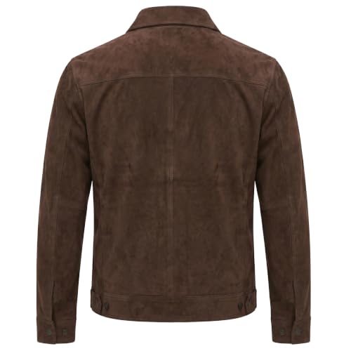 Image of Men's Suede Leather Jacket Real Lambskin Suede Casual Leather Jackets For Men Suede Trucker Coat for Mens