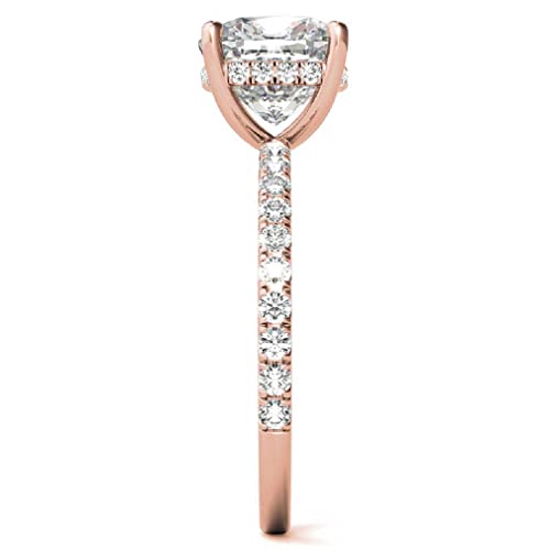 GOLD EDGE 10K Rose Gold Cushion Cut Moissanite Ring #TOP21