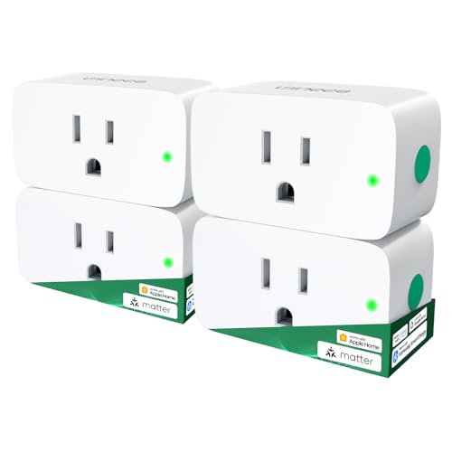 Winees Matter Smart Plug, Smart Outlet Work with Alexa, Apple Home, Google Home, SmartThings, Alexa Plugs 15A/1800W Max, Smart Home Automation, APP Remote Control, Timer&Schedule, 2.4G Wi-Fi, 4 Pack