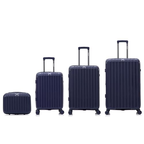 Luggage Set 3 Piece 100% PP Heavy Duty Hardside Expandable Suitcase Set with TSA Lock Double Spinner Wheels (Blue)