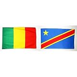 AZ FLAG Drapeau Mali 150x90cm - Drapeau malien 90 x 150 cm Polyester léger & Drapeau République Démocratique du Congo 150x90cm - Drapeau congolais 90 x 150 cm Polyester léger