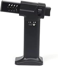 ولاعة شعلة غاز البوتان متعددة الأغراض، ولاعة لهب نفاثة قابلة لإعادة الملء ومقاومة للرياح في الهواء الطلق والتخييم والشواء والخبز وإشعال الموقد والمزيد - لهب قابل للتعديل، قفل أمان، هيكل معدني (أسود)