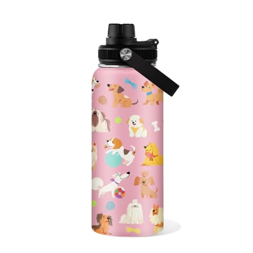 Dog Gifts for Women - 32oz Dog Themed Insulated Water Bottle with Straw - Christmas Birthday Gifts for Puppy Lover - Cute Puppy Stainless Steel Coffee Cup for Sports, Gym, Travel, School by CTATDIOP - Used condition - US$17.17