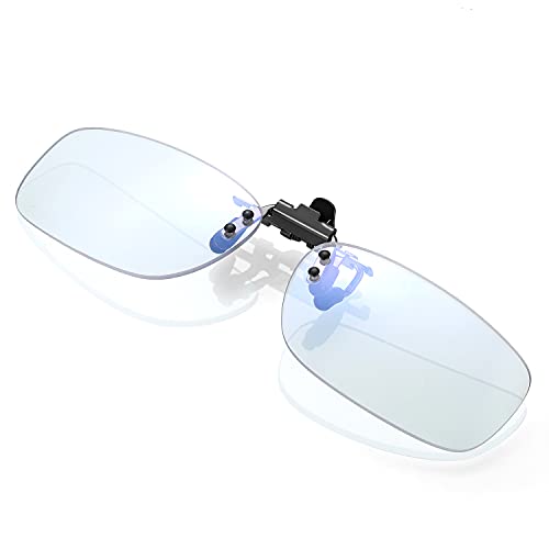 KLIM Protect OTG Brillen Clip on Gläser gegen blaues Licht – Guter Schutz bei der Arbeit am Bildschirm - Gaming Brillen PC Mobil TV - Anti Augenmüdigkeit Anti UV Anti blaues Licht - NEU