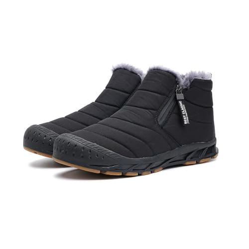 Image of Jakcuz Men's Water-resistant Snow Boots | Faux Fur Lined, Side Zipper & Non-Slip Outsole, Outdoor Winter Cold Weather Boots