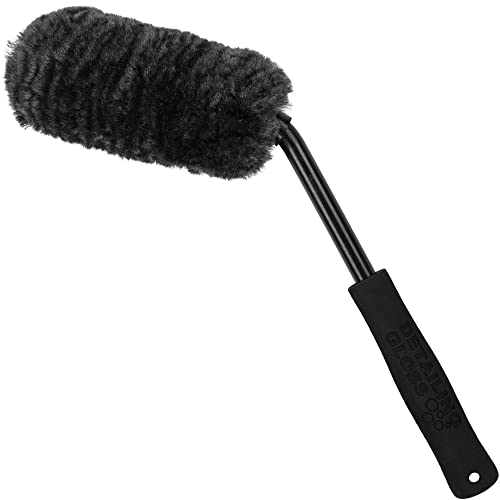 Brosse de nettoyage jante en laine coudée pour étrier et roues sans micro-rayure