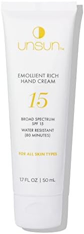 UNSUN Protect & Smooth Rich Hand Cream with Broad Spectrum SPF 15 - Water-Resistant Emollient, Suitable for All Skin Types - 1.7 Fl Oz