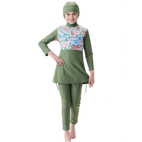 OBEEII Muslim Swimsuits for Girls Burkini Full Coverage Swimsuit Islamic Long Sleeve Hijab Bathing Suit Rash Guard Swimwear2