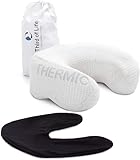 Nackenkissen ANDAR | Nackenhörnchen für Reisen im Auto, Flugzeug, Zug | Orthopädisches Reise-Kopfkissen mit Memory Foam gegen Nackenschmerzen | Klima-Bezug & gratis Baumwoll-Bezug | 30x26x13/10 cm