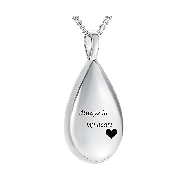 Yinplsmemory-Carved-Teardrop-Keepsake-Ashes-Necklace-Urn-Pendant-Cremation-Memorial-Jewelry Carved Teardrop Keepsake Ashes Necklace Urn Pendant Cremation Memorial Jewelry Always in my heart
