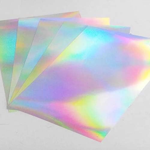 20 Sheets Holographic A4 Size (8.25" x 11.7") Printable Holographic Vinyl Sticker Paper Dries Quickly Waterproof Sticker Paper Rainbow Vinyl Sticker Paper for Inkjet/Laser Printer