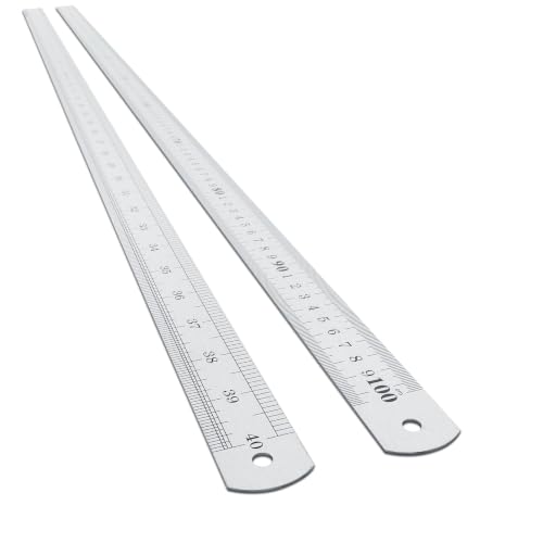 Prettyia Large Stainless Steel Ruler Meter Stick Straight Edge 40inch